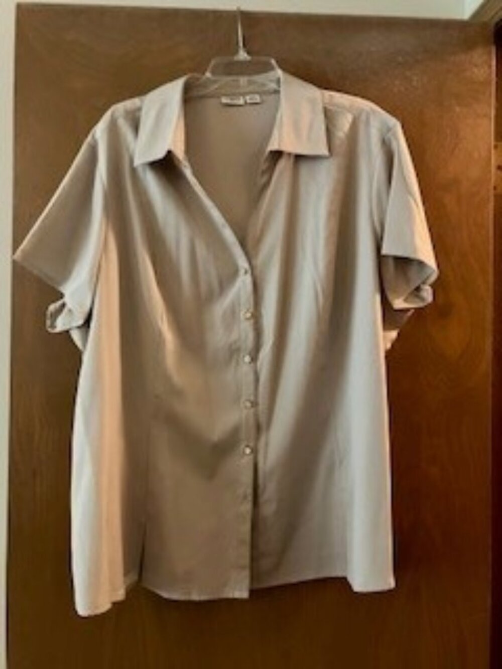 Tan short sleeve button up top
